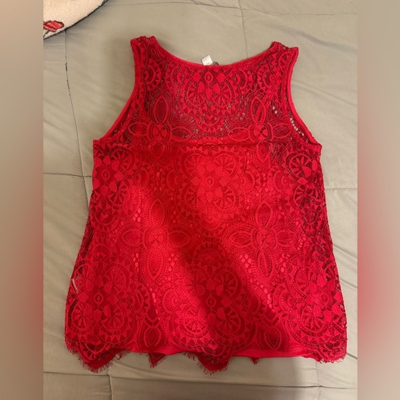 Simply Styled Tops - Simply Styled by Sears Red Lace Sleeveless Top - Size L